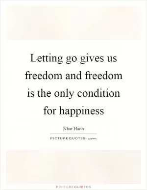 Letting go gives us freedom and freedom is the only condition for happiness Picture Quote #1