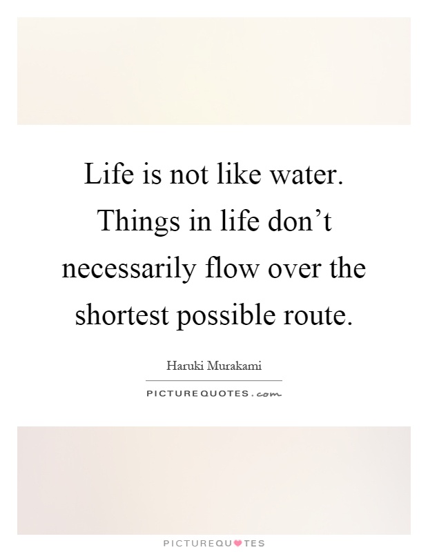 Life is not like water. Things in life don't necessarily flow over the shortest possible route Picture Quote #1