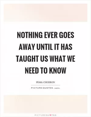 Nothing ever goes away until it has taught us what we need to know Picture Quote #1