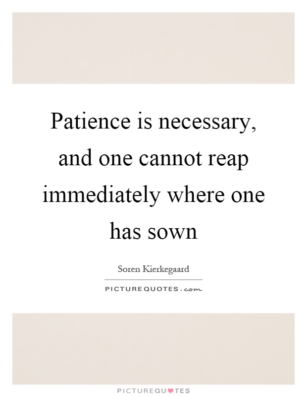 Patience is necessary, and one cannot reap immediately where one has sown Picture Quote #1