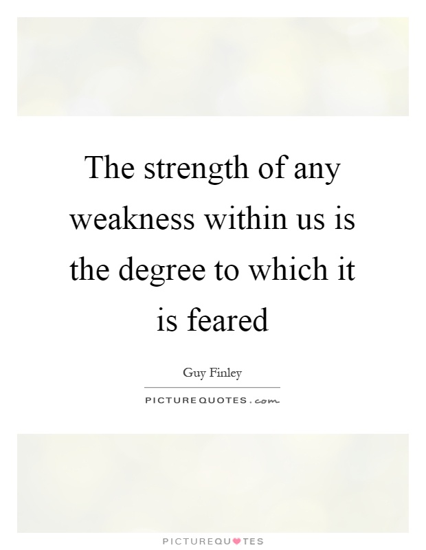 The strength of any weakness within us is the degree to which it is feared Picture Quote #1