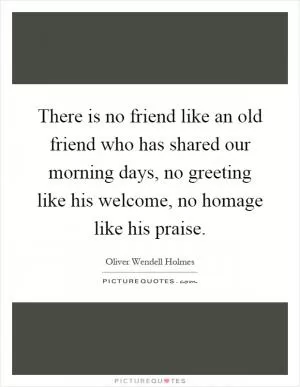 There is no friend like an old friend who has shared our morning days, no greeting like his welcome, no homage like his praise Picture Quote #1