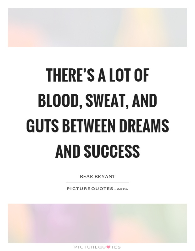 There's a lot of blood, sweat, and guts between dreams and success Picture Quote #1