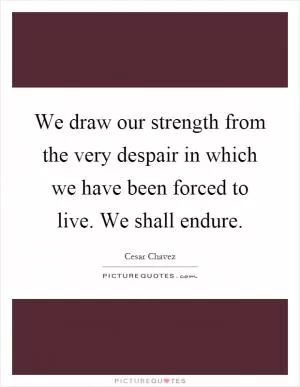We draw our strength from the very despair in which we have been forced to live. We shall endure Picture Quote #1