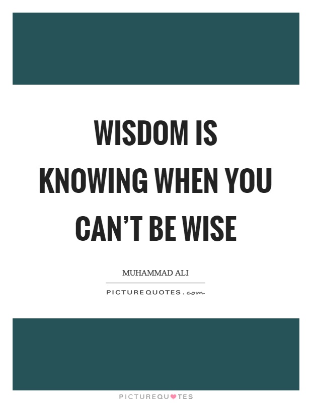 Wisdom is knowing when you can't be wise Picture Quote #1