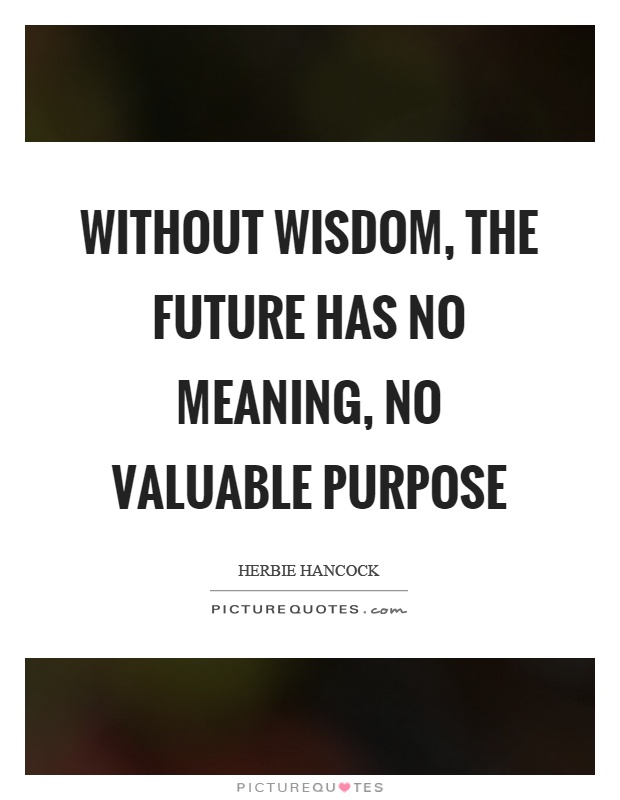 Without wisdom, the future has no meaning, no valuable purpose Picture Quote #1