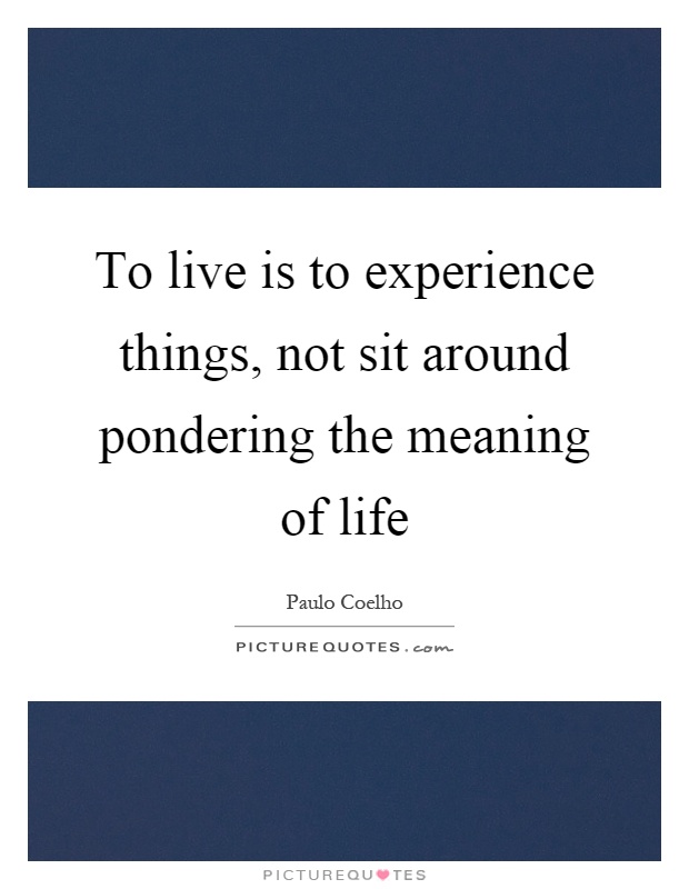 To live is to experience things, not sit around pondering the meaning of life Picture Quote #1