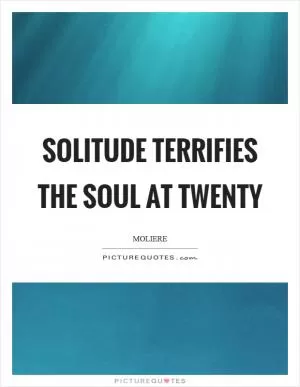 Solitude terrifies the soul at twenty Picture Quote #1