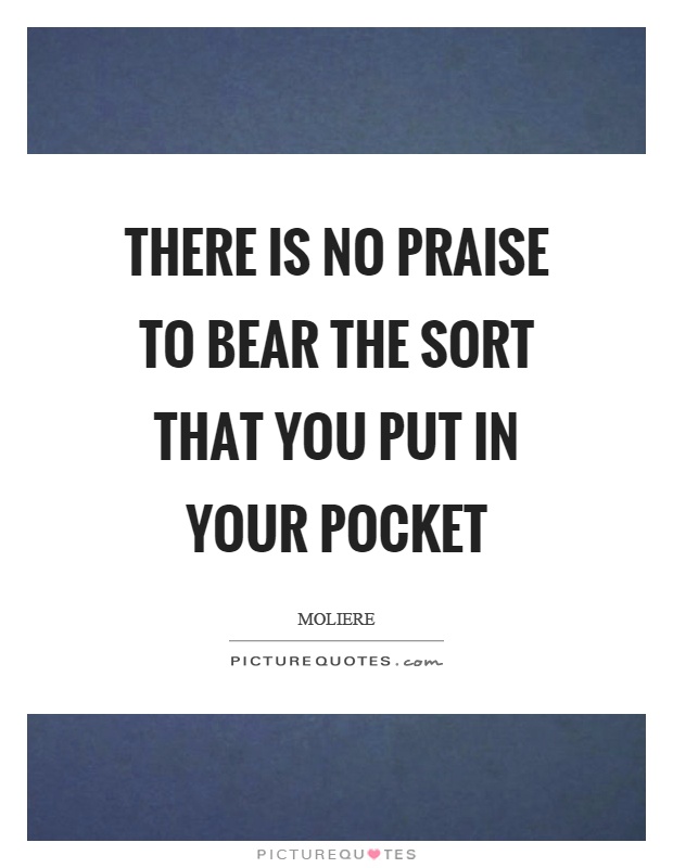 There is no praise to bear the sort that you put in your pocket Picture Quote #1