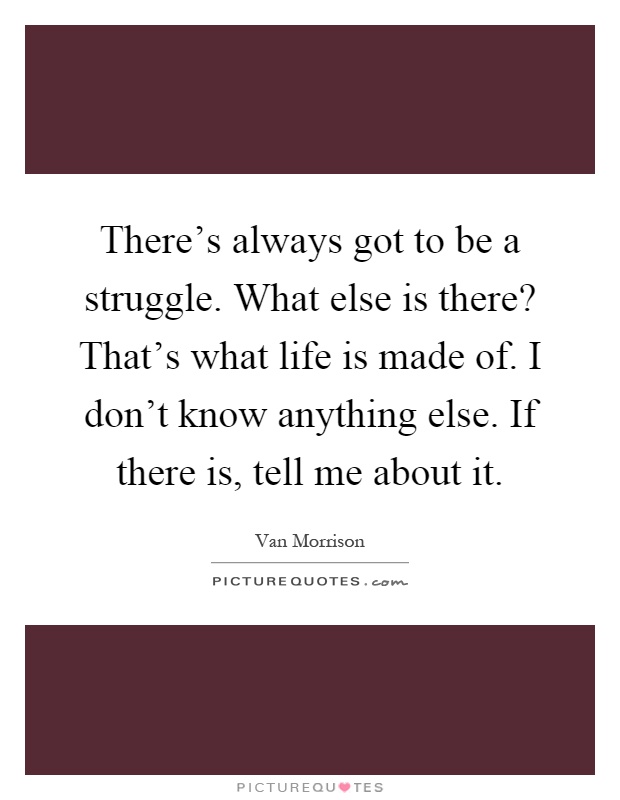 There's always got to be a struggle. What else is there? That's what life is made of. I don't know anything else. If there is, tell me about it Picture Quote #1