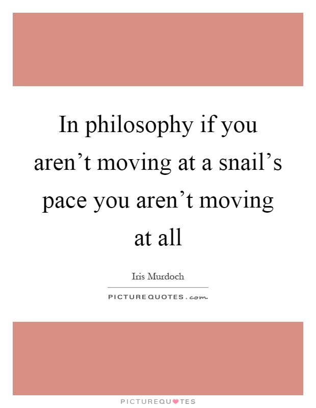 In philosophy if you aren't moving at a snail's pace you aren't moving at all Picture Quote #1