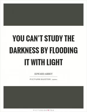 You can’t study the darkness by flooding it with light Picture Quote #1
