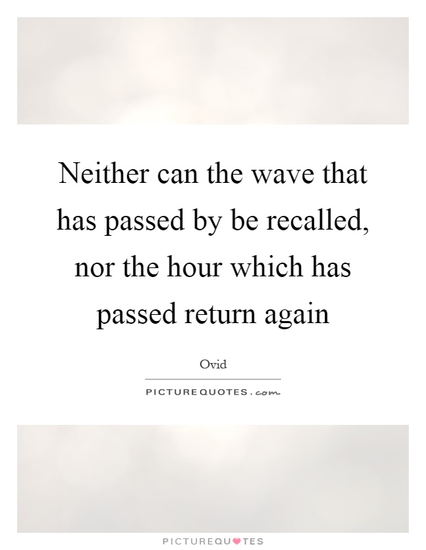 Neither can the wave that has passed by be recalled, nor the hour which has passed return again Picture Quote #1
