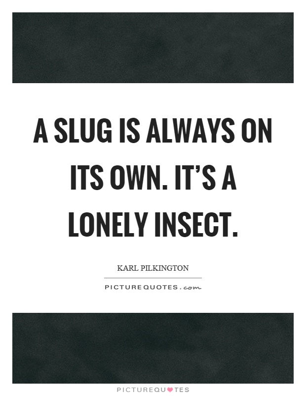 A slug is always on its own. It's a lonely insect Picture Quote #1