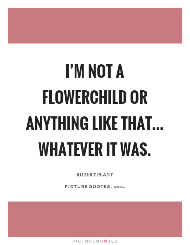 I'm not a flowerchild or anything like that... whatever it was Picture Quote #1