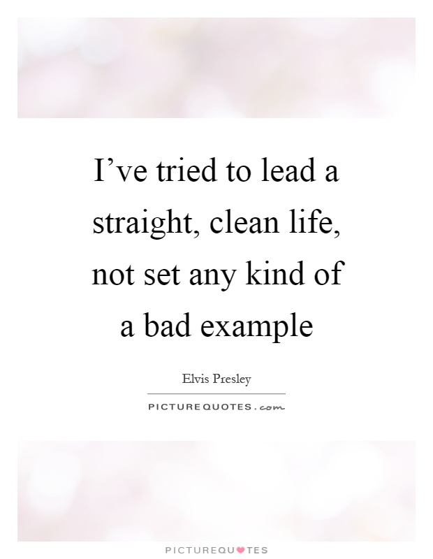 I've tried to lead a straight, clean life, not set any kind of a bad example Picture Quote #1