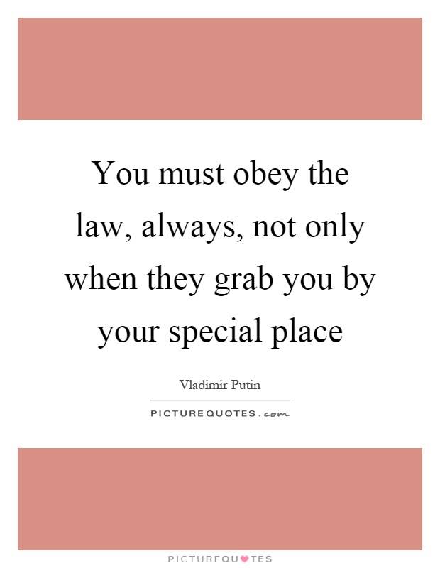 You must obey the law, always, not only when they grab you by your special place Picture Quote #1