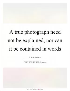 A true photograph need not be explained, nor can it be contained in words Picture Quote #2