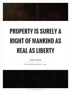 Property is surely a right of mankind as real as liberty Picture Quote #1