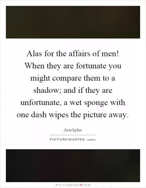 Alas for the affairs of men! When they are fortunate you might compare them to a shadow; and if they are unfortunate, a wet sponge with one dash wipes the picture away Picture Quote #1