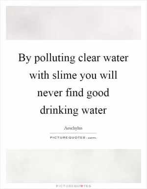 By polluting clear water with slime you will never find good drinking water Picture Quote #1