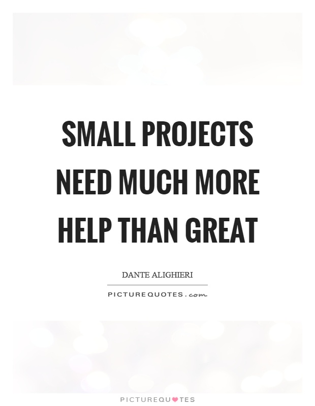 Small projects need much more help than great Picture Quote #1