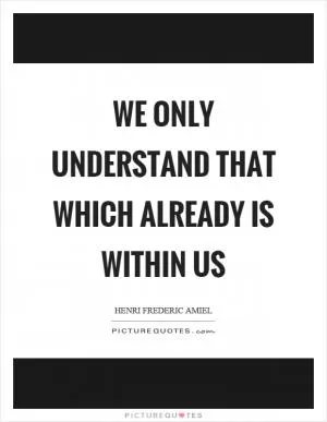 We only understand that which already is within us Picture Quote #1