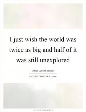 I just wish the world was twice as big and half of it was still unexplored Picture Quote #1