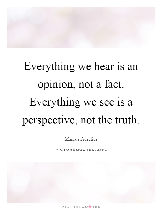 Everything we hear is an opinion, not a fact. Everything we see is a perspective, not the truth Picture Quote #1