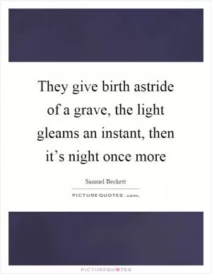 They give birth astride of a grave, the light gleams an instant, then it’s night once more Picture Quote #1