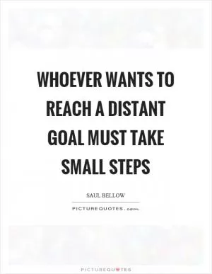 Whoever wants to reach a distant goal must take small steps Picture Quote #1