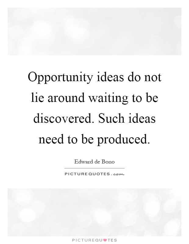 Opportunity ideas do not lie around waiting to be discovered. Such ideas need to be produced Picture Quote #1