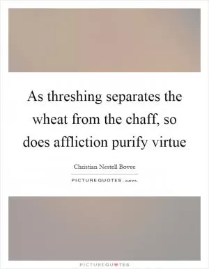 As threshing separates the wheat from the chaff, so does affliction purify virtue Picture Quote #1