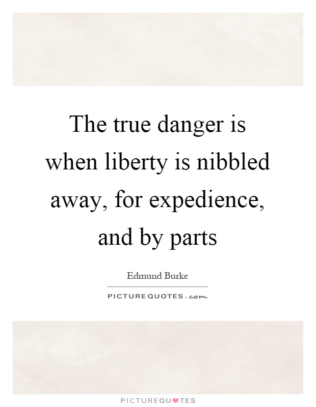 The true danger is when liberty is nibbled away, for expedience, and by parts Picture Quote #1