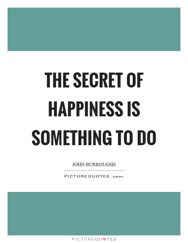 The secret of happiness is something to do Picture Quote #1