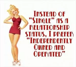 Instead of “Single” as a relationship status, I prefer “Independently owned and operated” Picture Quote #1