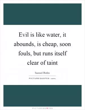 Evil is like water, it abounds, is cheap, soon fouls, but runs itself clear of taint Picture Quote #1