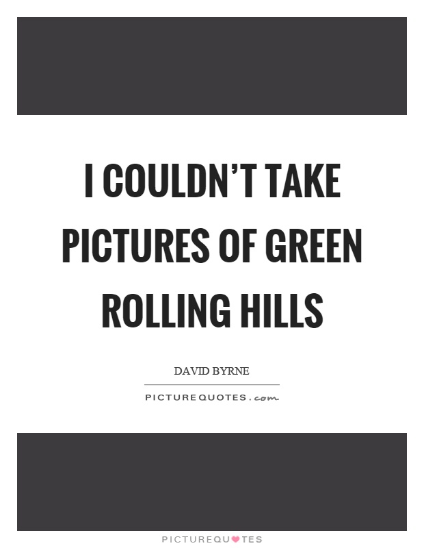 I couldn't take pictures of green rolling hills Picture Quote #1