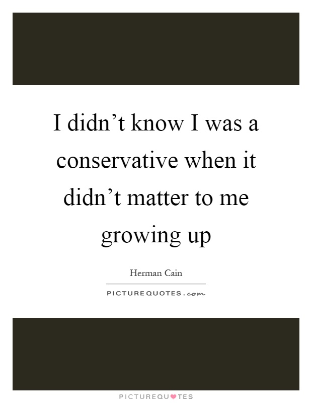 I didn't know I was a conservative when it didn't matter to me growing up Picture Quote #1