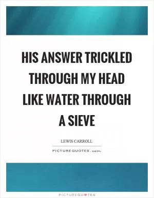 His answer trickled through my head like water through a sieve Picture Quote #1