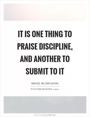 It is one thing to praise discipline, and another to submit to it Picture Quote #1