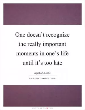 One doesn’t recognize the really important moments in one’s life until it’s too late Picture Quote #1