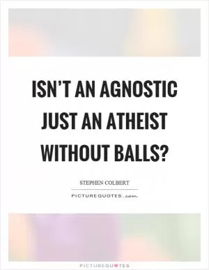 Isn’t an agnostic just an atheist without balls? Picture Quote #1