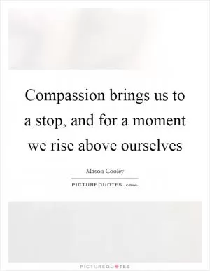 Compassion brings us to a stop, and for a moment we rise above ourselves Picture Quote #1