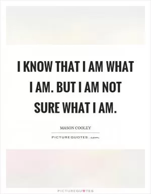 I know that I am what I am. But I am not sure what I am Picture Quote #1
