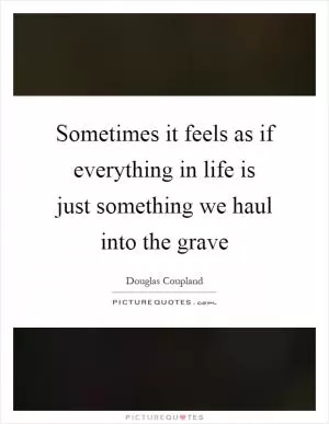 Sometimes it feels as if everything in life is just something we haul into the grave Picture Quote #1