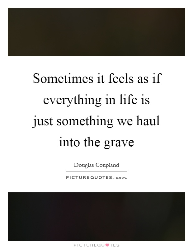 Sometimes it feels as if everything in life is just something we haul into the grave Picture Quote #1