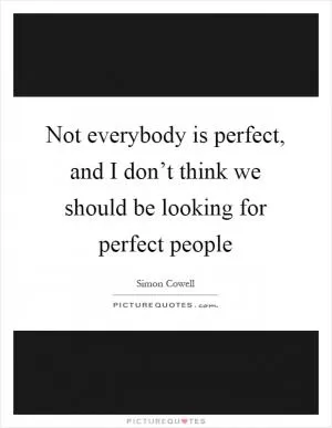 Not everybody is perfect, and I don’t think we should be looking for perfect people Picture Quote #1