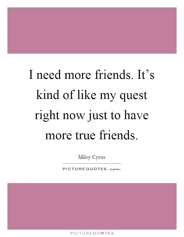 I need more friends. It's kind of like my quest right now just to have more true friends Picture Quote #1