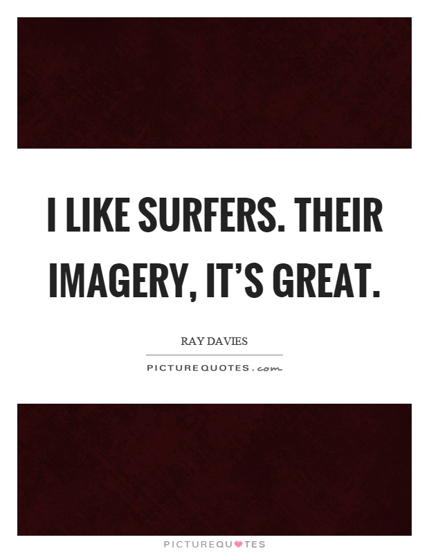 I like surfers. Their imagery, it's great Picture Quote #1